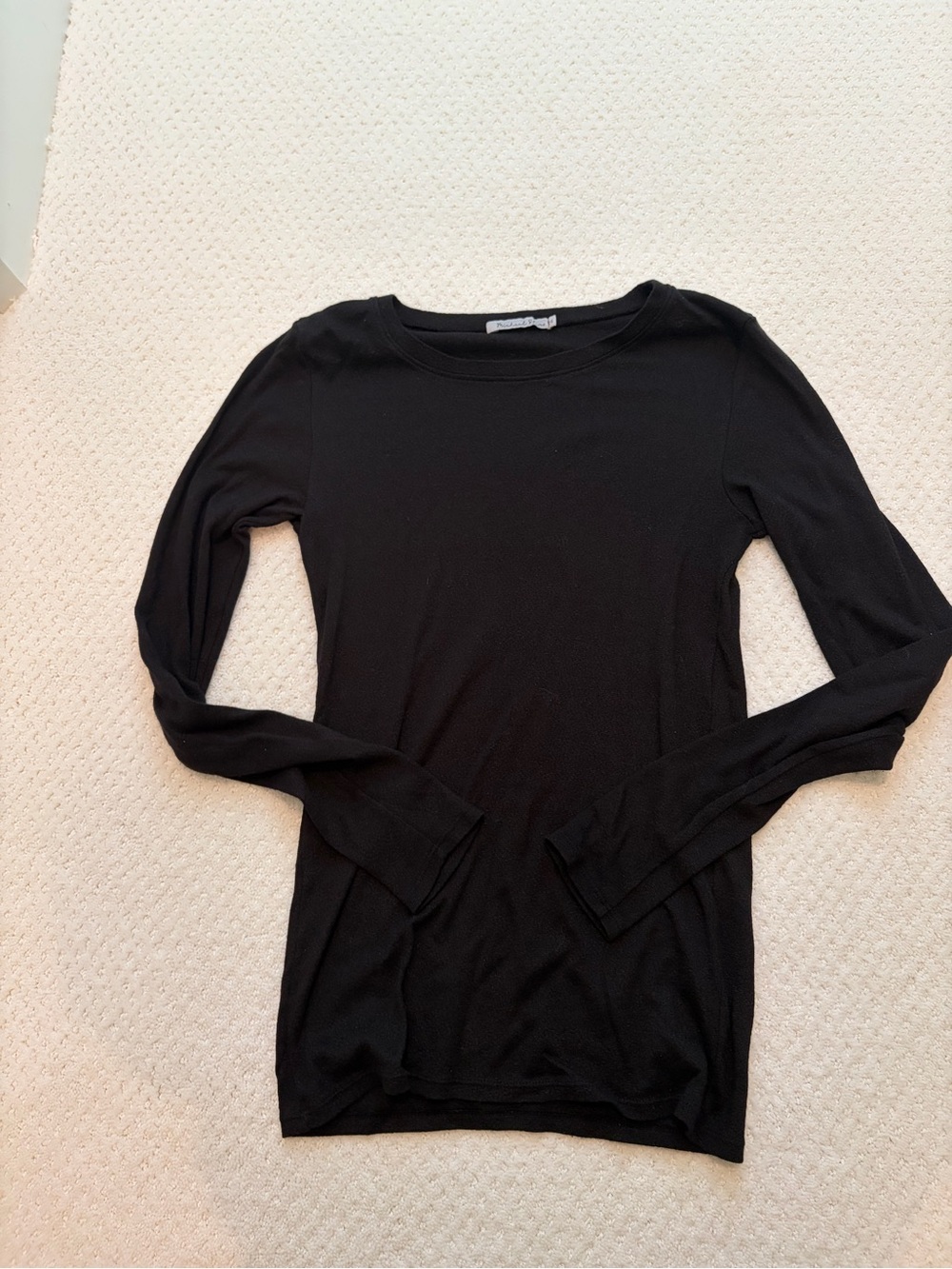 Michael Stars Black Long-Sleeve Crew Neck Shine Top Women’s One Size